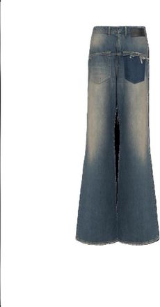 Balmain MenS Light Blue Wide-Leg Denim Trousers, Size 34
