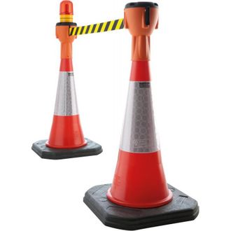 OEM Fp - Conjunto De Conos De Tr&aacute;fico Diag De Cintur&oacute;n Rojo Naranja / Blanco. Rayas 9m