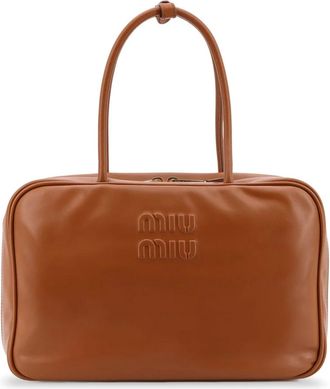 Miu Miu Dames, Tassen, Bruin, Maat: ONE Size Katoen
