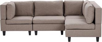 Beliani Modular Corner Sofa 4 Seater UNSTAD Fabric Brown Left Hand