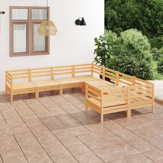 vidaXL Juego De Muebles De Jard&iacute;n 8 Piezas Madera Maciza De Pino Vidaxl