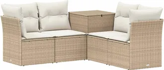 vidaXL Juego De Sof&aacute; 5 Uds. Beige Y Blanco Crema Vidaxl
