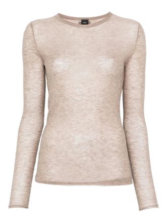 Pinko embellished top - women - Polyester/Wool - S - Neutrals