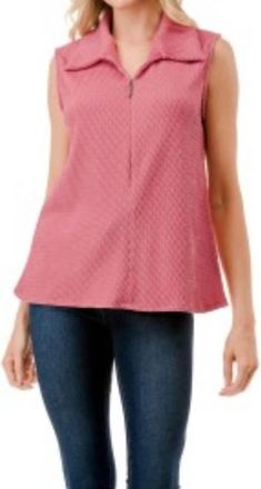 Ariella Zip Sleeveless Top In Mauve