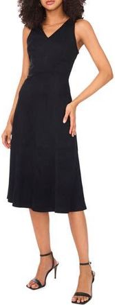 Vince Camuto Faux Suede Fit & Flare Dress in Rich Black at Nordstrom Rack, Size Xx-Small
