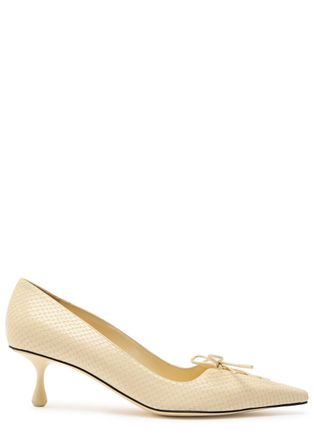 Jimmy Choo London Scarlett 50 Crocodile-effect Leather Pumps - Ivory