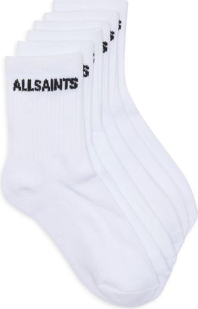 AllSaints 3-Pack Basic Sport Rib Shortie Socks in White at Nordstrom Rack