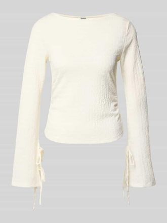 Vero Moda Regular Fit Langarmshirt mit Binde-Detail Modell HAZEL in Weiss, Gr&ouml;&szlig;e XS