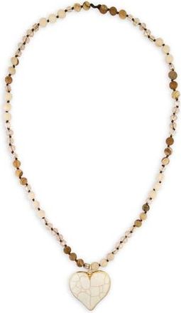 Saachi Beaded Heart Pendant Necklace in Beige at Nordstrom Rack