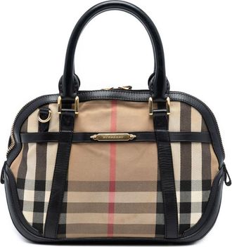 Burberry Pre-owned Burberry Small Leather Trimmed House Check Canvas Bridle Orchard Satchel ITCF&10SCA