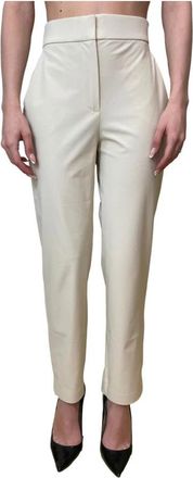 Max Mara Mmlpaio Slim-fit Broeken - Dames - Slim Fit Broeken - Beige - M - Leer - Broeken