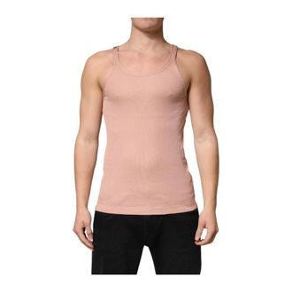 Dolce & Gabbana Sleeveless Tops, male, Pink, Size: XL Sleeveless Round Neck Tank Top T-shirt