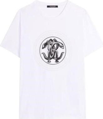 Roberto Cavalli RC Mirror Snake Cotton T-Shirt, Size X-Small