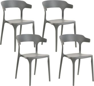 Beliani Conjunto De 4 Sillas Gris Claro Polipropileno Resistente Interior Exterior Gubbio