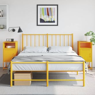 Berkfield Home Bedside Cabinets 2 pcs Mustard Yellow 36x39x78 cm Steel | Size: 36 x 39 x 78 cm