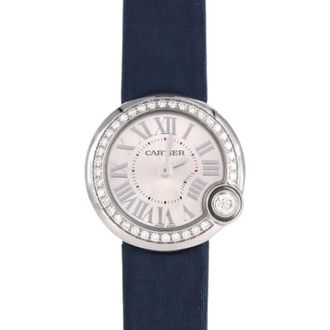Cartier Pre-owned Ballon Blanc Stainless Steel Quartz - Dames - Vintage Horloges - Blauw - ONE Size - Leer - Vintage