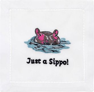 August Morgan Just A Sippo Cocktail Napkins In White