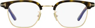 Tom Ford TF5932-D-B Brow Line Blue Block Eyeglasses - Havana