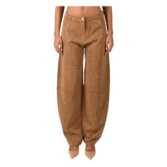 Elisabetta Franchi Balloon Jeans - Dames - Jeans - Bruin - Maat: W28 Zijde