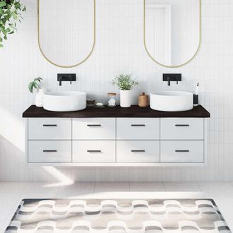 vidaXL Encimera De Ba&ntilde;o Madera Tratada Marr&oacute;n Oscuro 180x50x(2-6) Cm Vidaxl