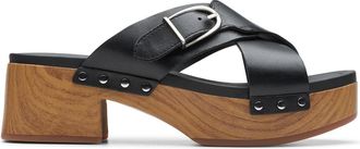 Clarks Sivanne Walk Leather Sandals In Black Size 5.5