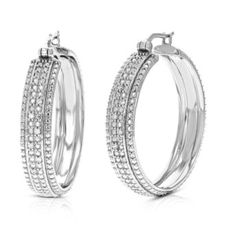 Vir Jewels 1/10 cttw Lab Grown Diamond Hoops Earrings in Sterling Silver With Notched Post For Women