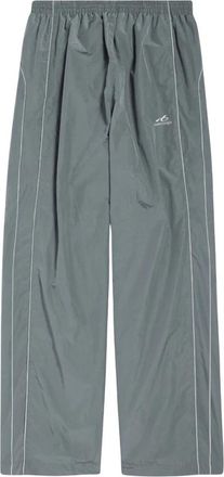 Balenciaga Techno Cotton Poplin Bodies Track Pants - Heren - Wijde Broeken - Grijs - M - Katoen - Broeken