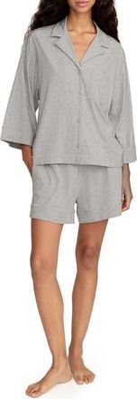 Petite Plume Olivia Featherweight Pima Cotton Short Pajamas in Grey at Nordstrom, Size X-Large