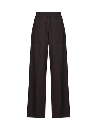 Brunello Cucinelli Virgin Wool Wide-Leg Trousers - Brown