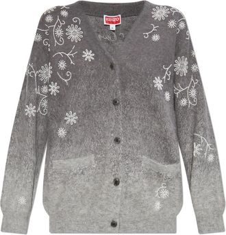 Kenzo Cardigan met kralen - Dames - Vesten - Grijs - M - Wol - Truien & Vesten