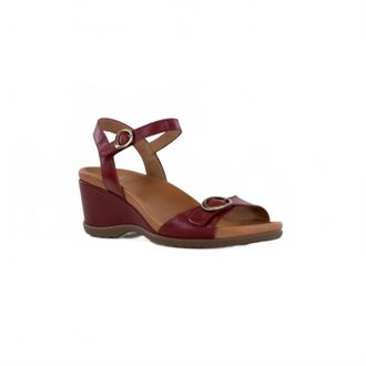 Dansko Womens Arielle Sandal In Red Glazed Kid Leather