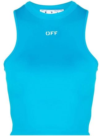 Off-white Top crop Rowing con stampa - Blu