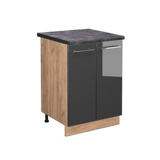 Vicco Mueble Bajo De Cocina Fame-line, Antracita Alto Brillo, 60 Cm, Et Antracita Vicco