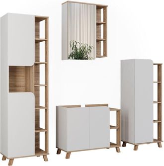 Vicco Conjunto De Muebles De Ba&ntilde;o Karen, Sonoma/blanco, 4 Partes
