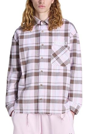 adidas Cotton Flannel Button-Up Shirt in Clear Pink// at Nordstrom, Size Large