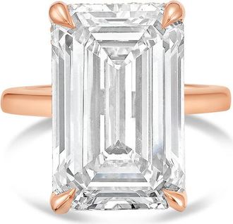 Diana M. Jewels 18kt Rose Gold 6.00 cts Emerald Diamond Under Halo Ring