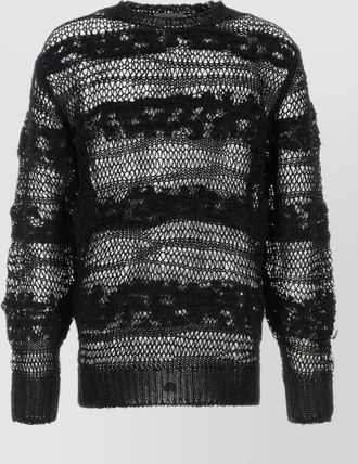 Yohji Yamamoto crochet sweater long sleeves sheer textured knit