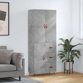 vidaXL Vidaxl - Aparador Alto Madera Contrachapada Gris Hormig&oacute;n 69,5x34x180 Cm