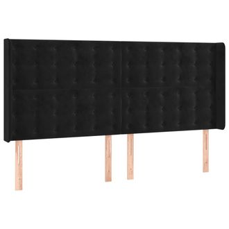 vidaXL Cabecero Con Led De Terciopelo Negro 203x16x118/128 Cm Vidaxl