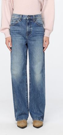 Khaite Jeans wide leg a vita alta in denim di cotone a cinque tasche