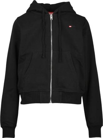 Diesel Black Cotton Polyester Womens Zip-Up Sweatshirt