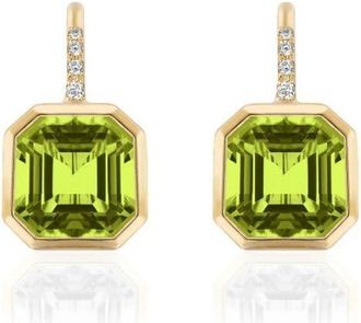 Goshwara Gossip Asscher Cut Peridot & Pav&eacute; Diamond Drop Earrings in Bright Green at Nordstrom