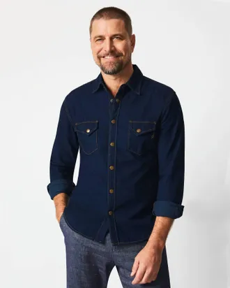 Billy Reid Shoals Denim Shirt In Blue