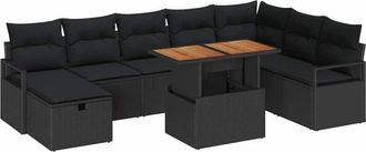 vidaXL Vidaxl - Conjunto De Sof&aacute; De Jard&iacute;n Con Coj&iacute;n 9 Pcs Beige Polirat&aacute;n