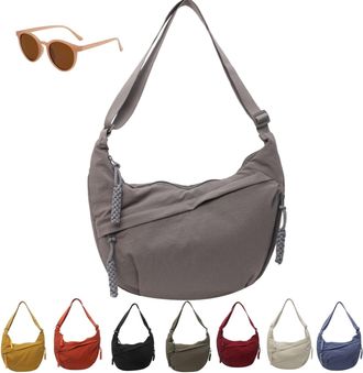 Generic Naturally Crossbody Bag, Lightweight Large Capacity Dumpling Shoulder Bags, Womens Fashion Plain Color Nylon Hobo Bag