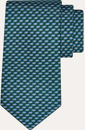Ferragamo Mens Graduation Cap Micro-Print Tie