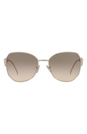 Prada 57mm Gradient Round Sunglasses in Pale Gold at Nordstrom