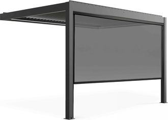 Oviala P&eacute;rgola bioclim&aacute;tica adosada y motorizada iluminada de 3x4m y 1 toldo