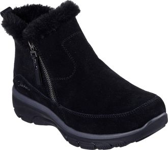 Skechers Easy Going Cool Zip! Leather WoMens Black Winter Ankle Boots Suede - Size UK 4.5