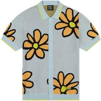 Wesc Daisy Intarsia Cotton Short Sleeve Shirt in Winter Sky at Nordstrom Rack, Size X-Large
